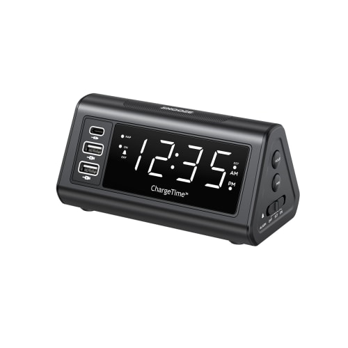 Reloj Despertador TeleAdapt ChargeTime TA 7835 con 2 Puertos de Carga USB Negro